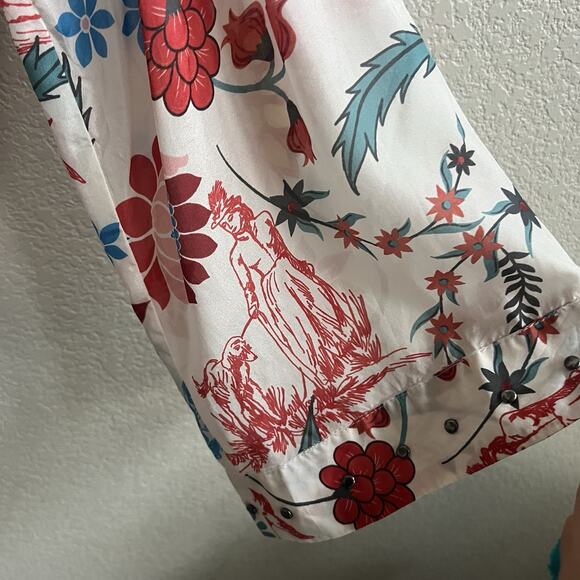 Johnny Was Kimono Studded Front Tie Hanns Print Cardigan Sz S Floral Boho - Picture 7 of 7